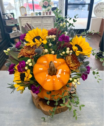 Country Pumpkin Fall Floral Arrangement in Loganville, GA | Flowers From The Heart