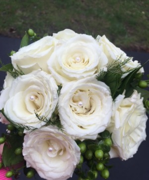White Rose Bouquet with Hypericum  Bouquet 