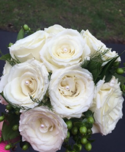 White Rose Bouquet with Hypericum  Bouquet 