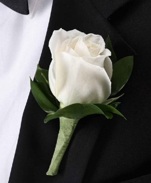 White Rose Boutonniere  