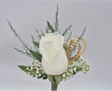 White Rose Boutonniere  in Silverton, OR | Julie's Flower Boutique