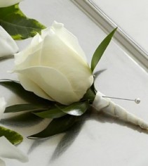 White Rose Boutonniere Boutonniere