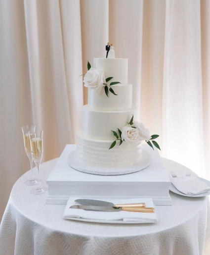 White Rose Cake Flowers Reception Flowers