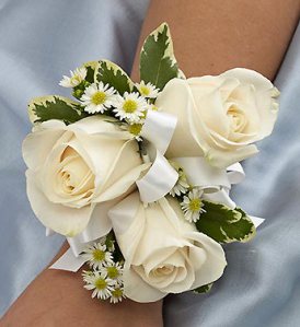 White rose corsage 