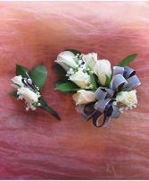 WHITE ROSE CORSAGE AND BOUT SET PROM