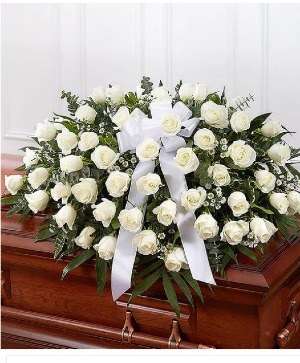 White Rose Half Casket Cover 