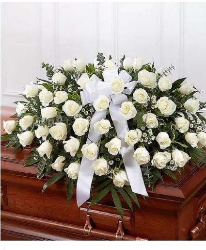 White Rose Half Casket Cover 