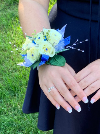 White Rose with Blue Accents 