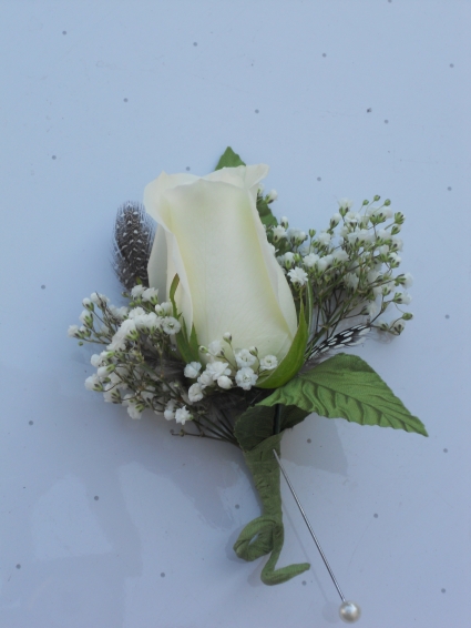 White Rose with Feathers  