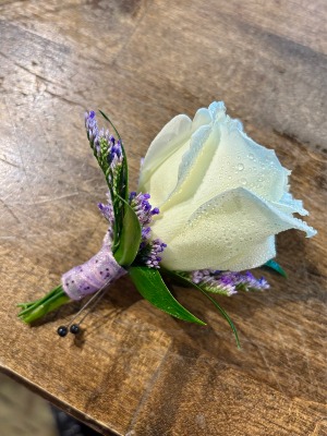 White Rose with lavender accents 