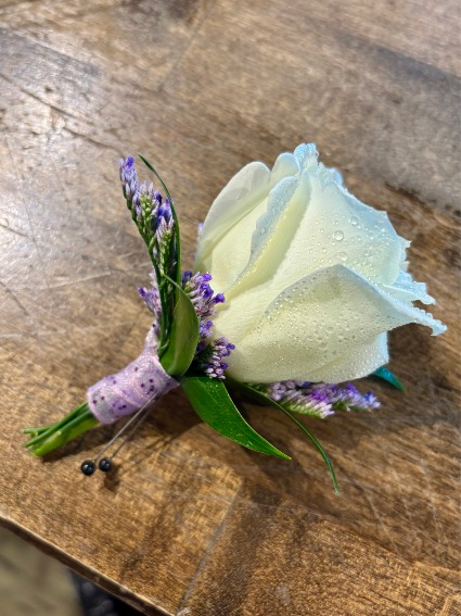 White Rose with lavender accents 
