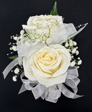 DOUBLE WHITE ROSE CORSAGE