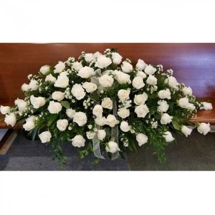 White Roses Casket Spray 
