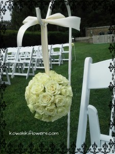 White Roses Pew Decorations