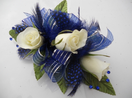 White Roses with Royal Blue  