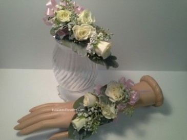 White Roses Wrist Corsages in Whitesboro, NY | KOWALSKI FLOWERS INC.