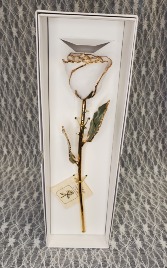 White Satin Gold Dipped Rose 