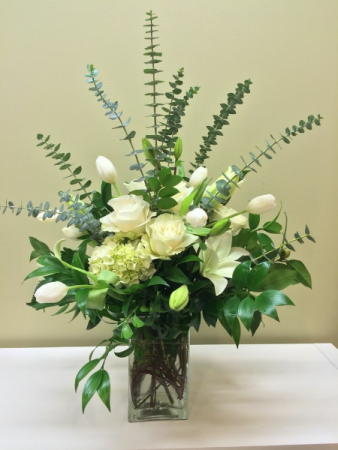 White Satin Fresh Vase Arrangement