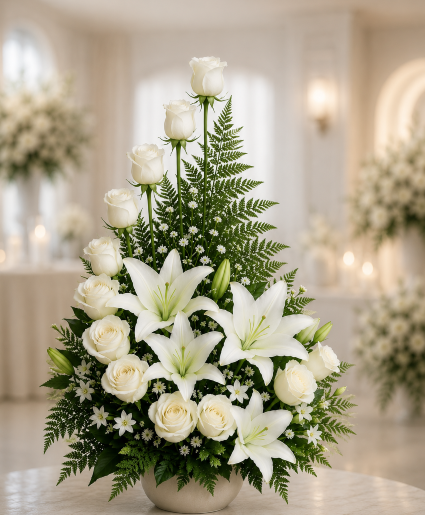 White Serenity Legacy Call Us for Faster Service & Daily Specials: (915) 303-8500 Text Us to Order Anytime: (915) 505-3708 Your trusted source for Flowers & Delivery in El Paso TX 