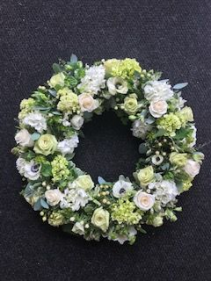 White Serenity Open Wreath Standing Spray