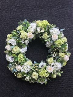 White Serenity Open Wreath Standing Spray