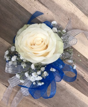 White silver and Royal Blue Wristlet 