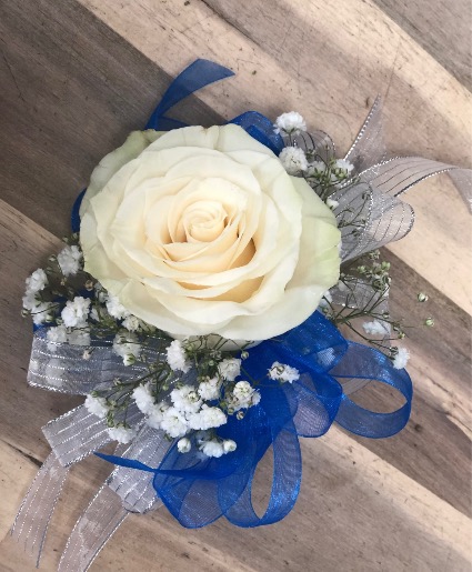 White silver and Royal Blue Wristlet 