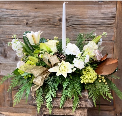 White Snow Christmas Centerpiece  Centerpiece
