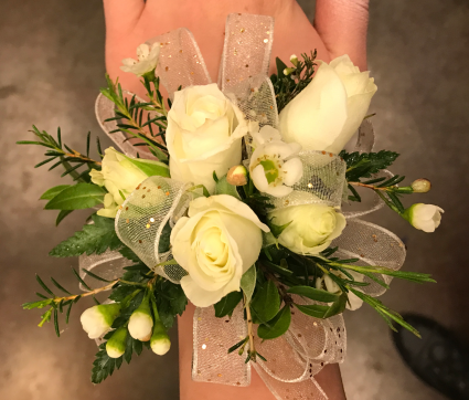 White Sparkle Prom Corsage