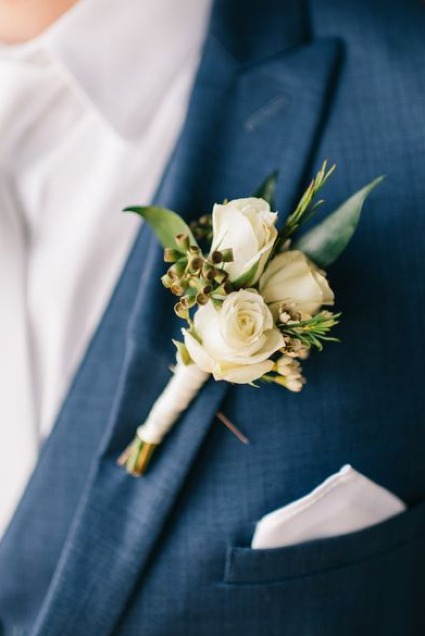 White Spray Boutonniere 