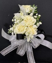 WHITE SPRAY ROSE CORSAGE