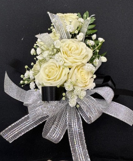 WHITE SPRAY ROSE CORSAGE