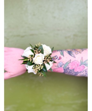 White Spray Rose Corsage 