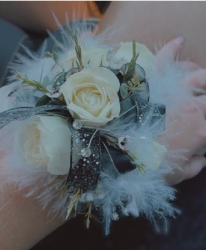 White Spray Rose Corsage Wrist Corsage