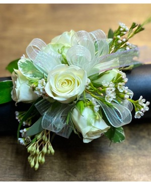 White Spray Roses Wrist Corsage