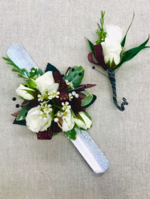 White spray roses corsage 1 