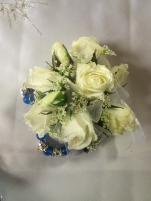 White Spray Roses Wrist Corsage