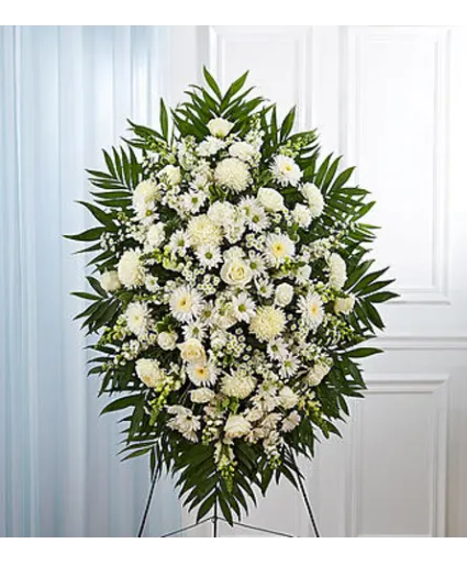 Medium White Sympathy  Standing Spray 