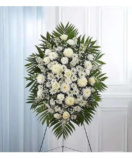 Small White Sympathy  Standing Spray 