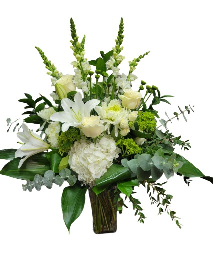 White Sympathy Vase arrangement
