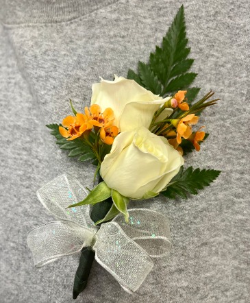 White Whimsy Boutonniere in Glenwood, MN | The Flower Co.