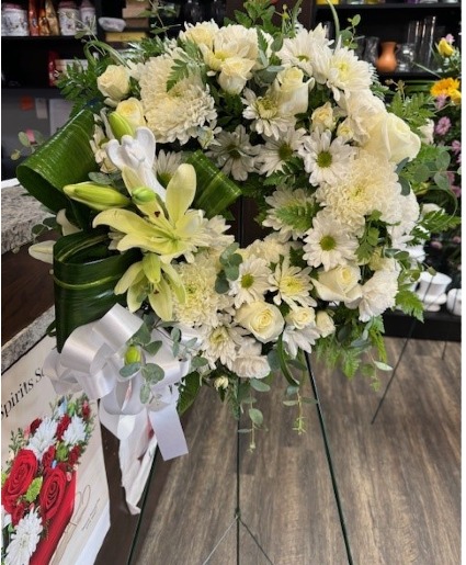 White Wreath Standing Spray 