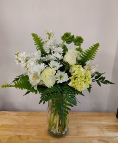 white/green designers choice sympathy flowers mesa 