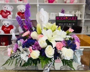 White,lavendar, etc. - Angel Sympathy Arrangement 