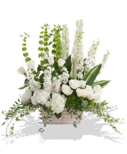 Whitewash Sympathy Arrangement Whitewash Wooden Box 