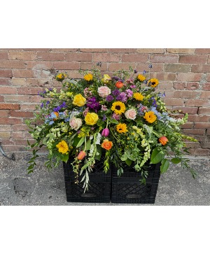 Wild Garden Burst Casket Spray