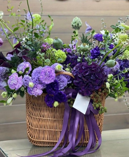 Wild Violet Garden Basket  Purple Garden Flower Basket