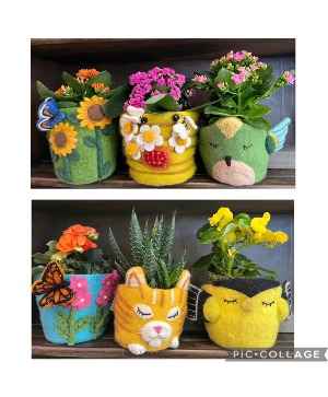 Wild Woolies Flower Pots (Add-on) Felted Wool in Northport, NY