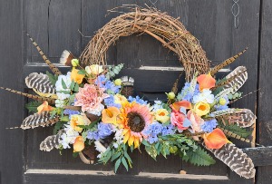 Wildflower Prairie Feather Wreath 
