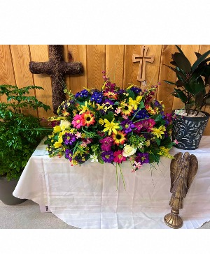Wildflower Remembrance Silk Flower Headstone Arrangement 